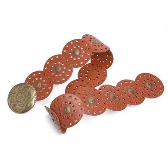 Women's Brown Disc Belt, 41 Inch, Western Style With Disc Buckle🖐 - Picture 3 of 7